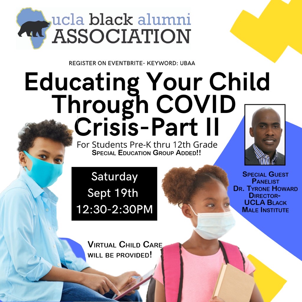 Don't miss the second part of this important conversation! 'Educating Your Child Through COVID Crisis-Part II' eventbrite.com/e/ucla-black-a… @TyroneCHoward @The_HowardGroup