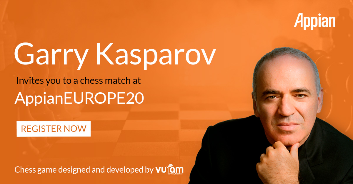 AppianIberia's tweet image. #AppianEUROPE20: En directo, bajo demanda, y totalmente gratis. El excampeón del mundo de ajedrez, @Kasparov63, será el maestro de ceremonias.
Regístrate y escucha a los líderes de la industria #lowcode. Transforma tu negocio con #fullstackautomation ap.pn/3iE9Gxl