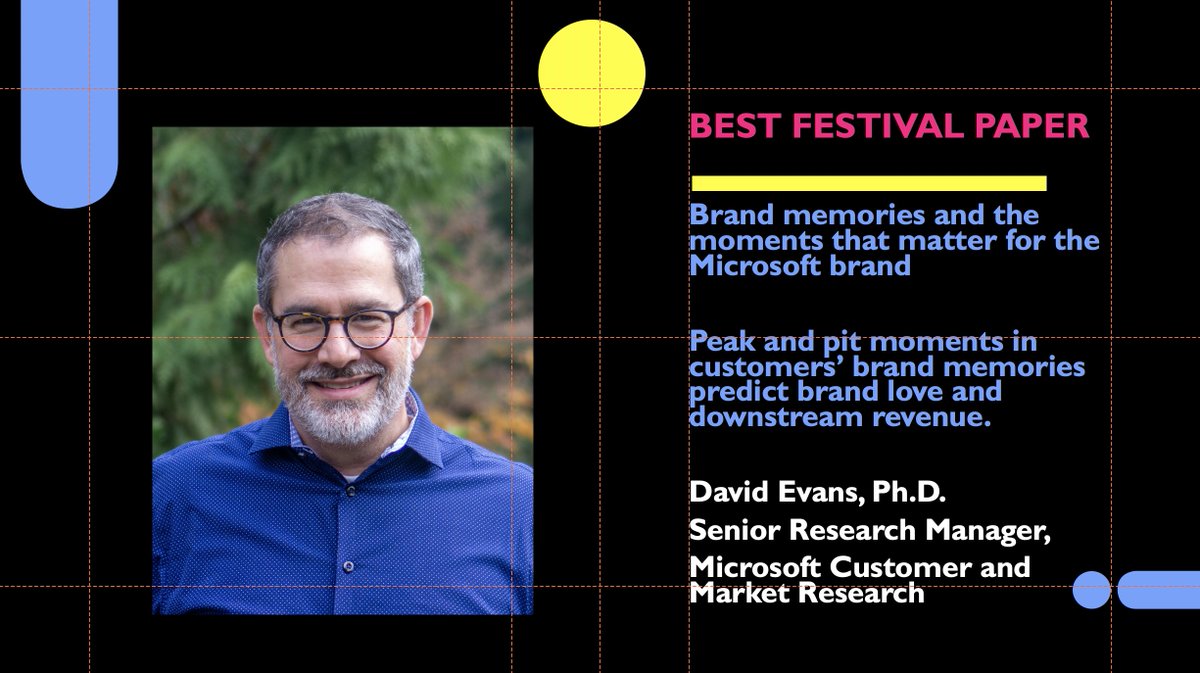 MASSIVE CONGRATULATIONS to David Evans <a href="/Psychster/">David Evans</a> of <a href="/Microsoft/">Microsoft</a>  for winning the #ESOMAR Best Paper Award at this Insights Festival. The committee chose this paper based on the combination of research innovation and impact at Microsoft. #mrx #InsightsFest2020  🎉#insightsfestival