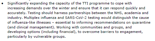 Here we go: "Significantly expanding the capacity of the TTI programme to cope with increasing demands over the winter and ensure that it can respond quickly and accurately."