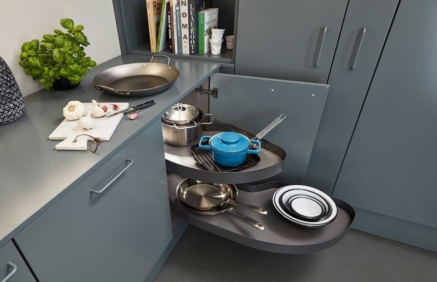 Space wonder: Pull-out corner #cupboards bring lots of content into easy reach of users, do not block access to neighbouring #cupboards and hide away what is currently not needed.

Do you have such a #practical #helper in your #kitchen?

Credit: AMK