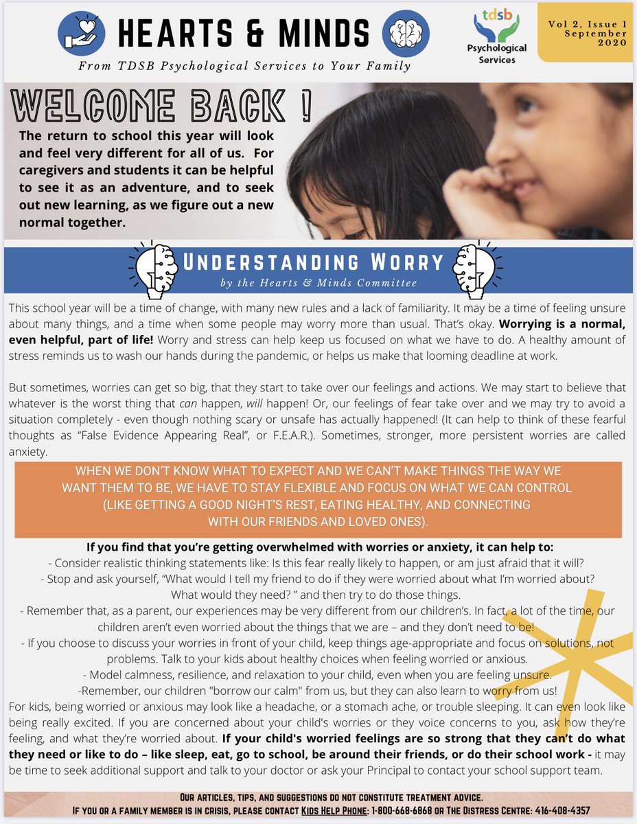 TDSB_Psych's tweet photo. New school year, new edition of Hearts and Minds!  Please check out the latest issue from @TDSB_Psych, as well as https://t.co/N1Vu3WjjmD for back issues and more info! https://t.co/9oCZd1WZ2l