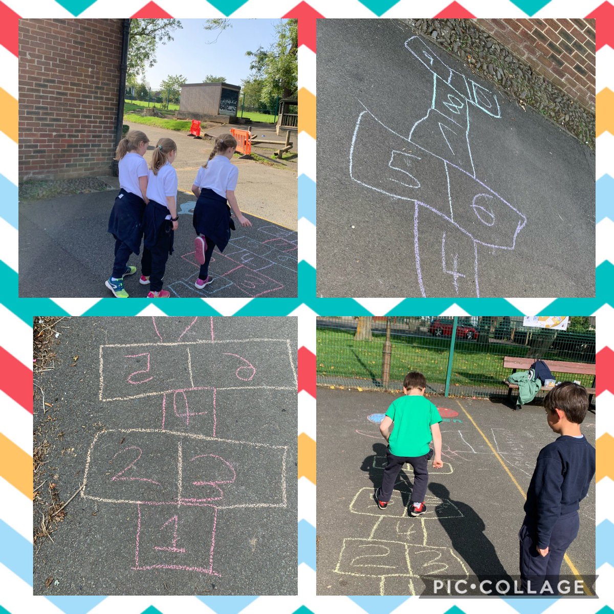 CoullHayes's tweet photo. P4B have been out in the sunshine taking part in some athletics. We have been working hard on our balance and control while jumping so hopscotch was some great practise! https://t.co/D6pPBs6qao