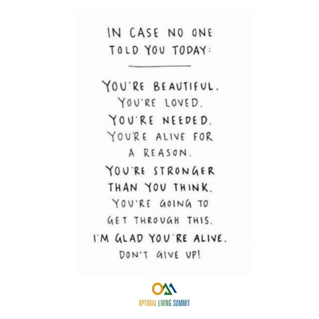 In case no one told you today 💛 Share this with someone who could use the reminder and spread the love! #quoteoftheday  #notetoself #youareloved #youareenough  #spreadthelove #olsquotes #optimallivingsummit #wellnessjourney #healingjourney #torontowellness #wellnesstoronto