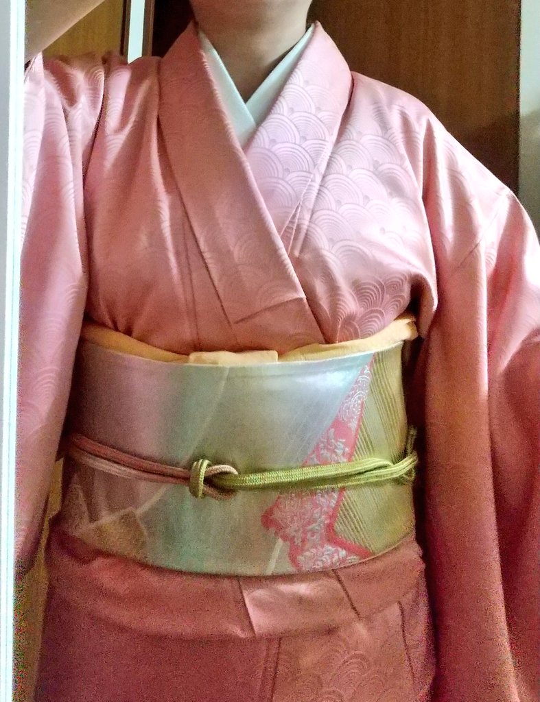 BY☆729☆ 正絹 着物 訪問着 付下げ ピンク ぼかし 綸子 入学式-