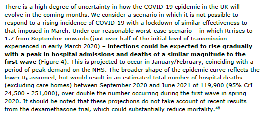 But what is this reasonable worst case scenario? Back to the report. Oh, and there's talk of R being 1.7 again: