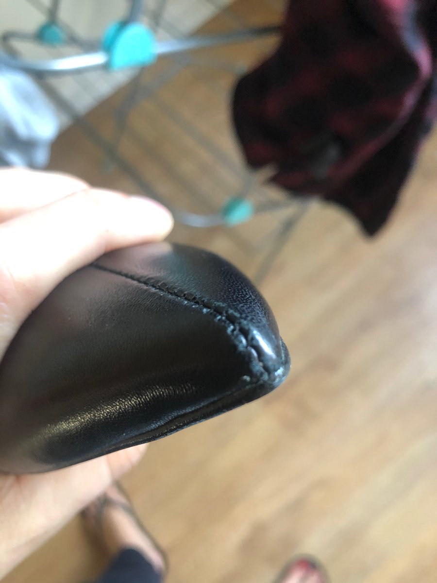 84tracym's tweet photo. @OfficeShoes look what office shoes sent me for £90. 😂 what’s even worse this is the second time in a week they have sent me damaged shoes! I returned the first pair for the same reason 🙄 shocking #noqualitycontrol https://t.co/plk7j6KFDv