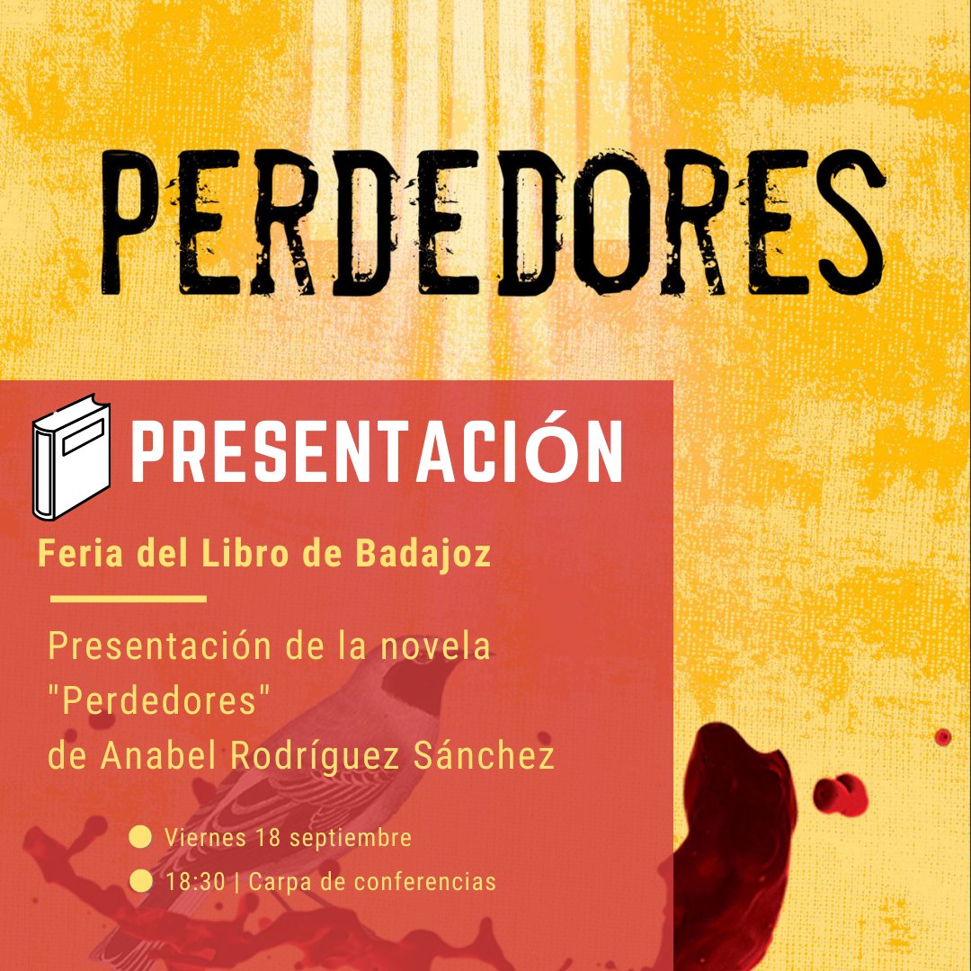 ediDokusou's tweet photo. Este viernes en la Feria del libro de Badajoz presentamos oficialmente nuestra nueva novela "Perdedores" de @Anabelrodsan Un thriller histórico que te atrapará desde la primera página. #39FLB
📌 Viernes 18 de septiembre (18:30 h)
📌 Carpa de conferencias (Feria Libro Badajoz) https://t.co/2olg5Slk10