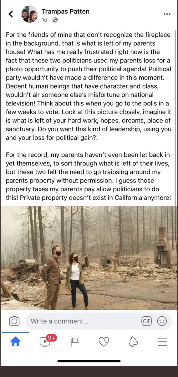 CSinclairtv's tweet photo. A California family has not yet returned to their property to see what remains, STILL @KamalaHarris &amp; @GavinNewsom used their family home as a political backdrop. Using one family’s loss for their own political gain. https://t.co/dahYkvI1Ri