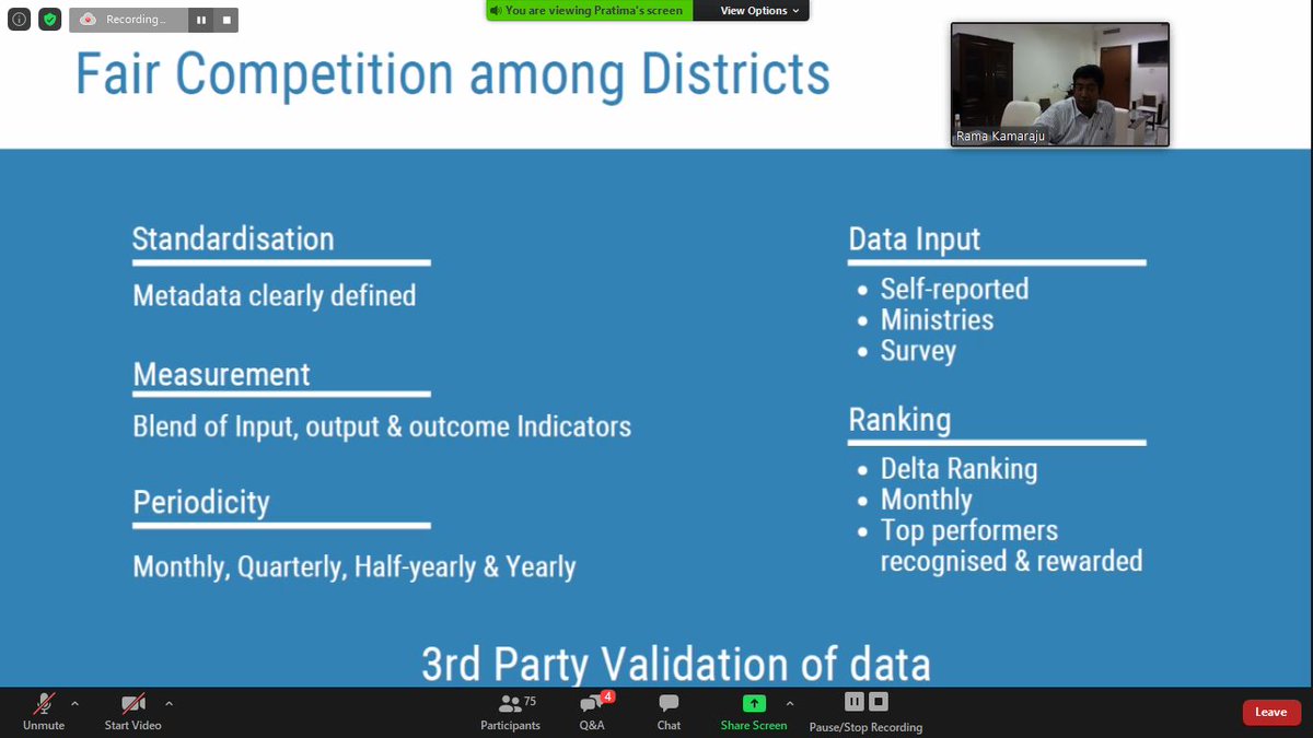  @ramakamaraju  @NITIAayog reflects on  #DataUse in the Aspirational Districts Program to  #Deliver4NutritionSensitive strategy of ranking districts3rd party data validationChallenge of indicator prioritizationNeed for spaced out periodicity of outcome indicators.