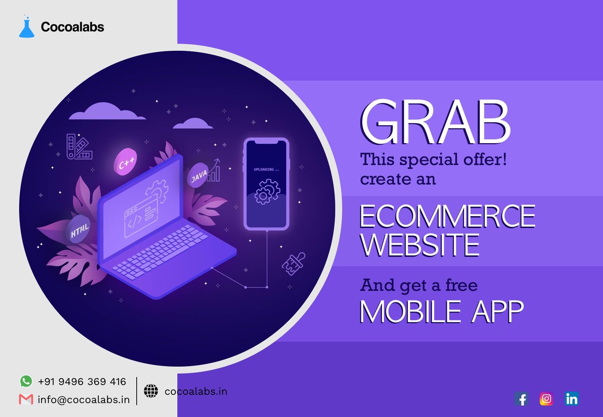 CocoalabsIndiaK's tweet photo. Don't waste your time...
Grab this opportunity!
Expand your business from four corners & increase your sales
Contact Us
๐ : +91 9496 369 416
๐ง : info@cocoalabs.in
#ecommercewebsitedesign #ecommercewebsitedesigning #ecommercewebsitedesigncompany #ecommercewebsitedesigningcompany https://t.co/zQvhNgzhsY