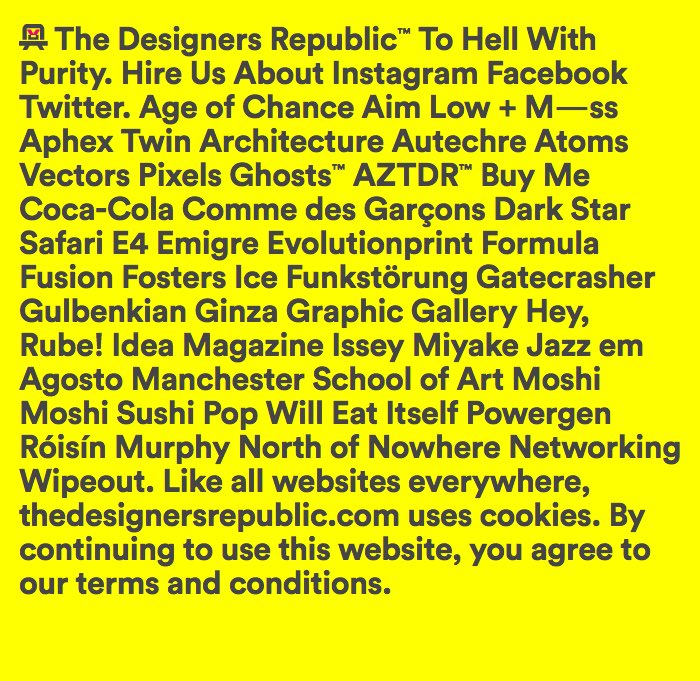 ianTDR's tweet image. Open all hours... www(dot)thedesignersrepublic(dot)com #thedesignersrepublic #iantdr #graphicdesign #graphicdesignwebsites #branding #whatideaslooklike #tohellwithpurity #wearefifthapes #aztdr #thinkingsnddoing #usersguide #whatareyoulookingfor #handholding