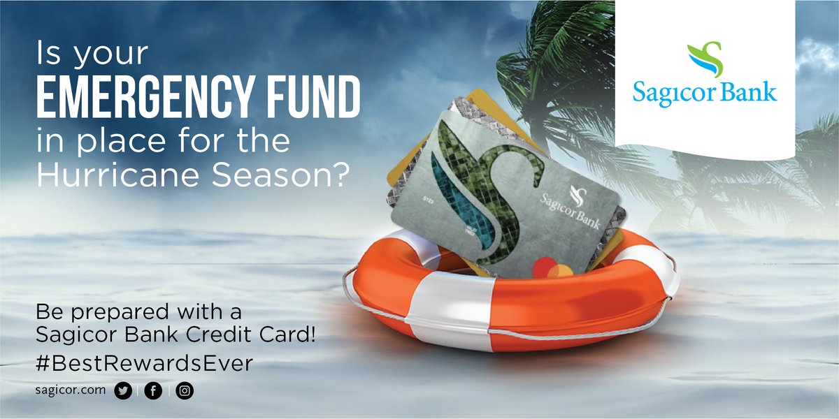 SagicorJa's tweet photo. Are you Prepared for the new Hurricane Season? Protect you and your family now by Signing up for a Sagicor Bank Credit Card to stock up on the essentials. Visit, https://t.co/1WbKPFkztY to get started. #SagicorBank #InYourCorner #BestRewardsEver https://t.co/jlAE6as1WN