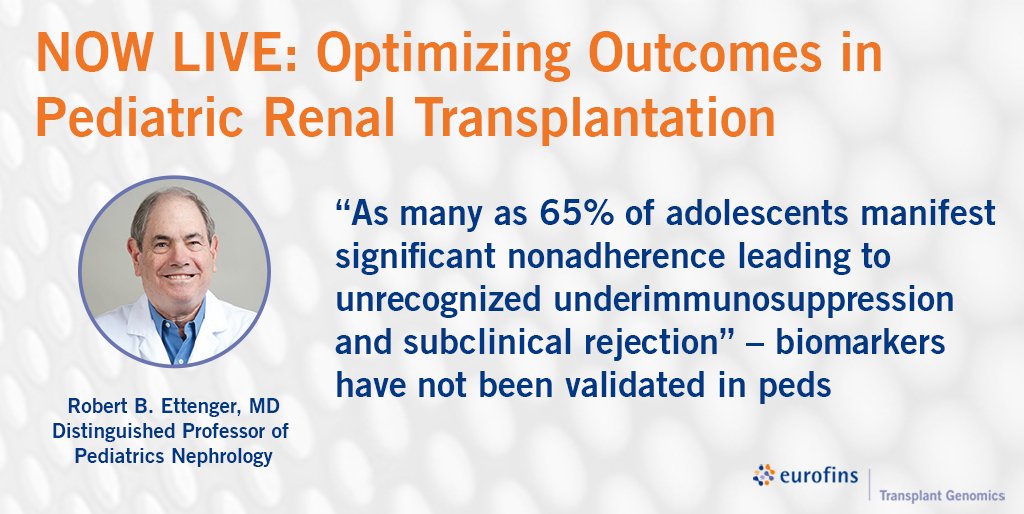 EurofinsTGI's tweet photo. "As many as 65% of adolescents manifest significant non-adherence leading to unrecognized underimmunosuppression and subclinical rejection" – biomarkers have not been validated in peds
#TTS2020 #VirtualTTS #DesignedToEmpower @ttsorg https://t.co/l5zRSlimgy