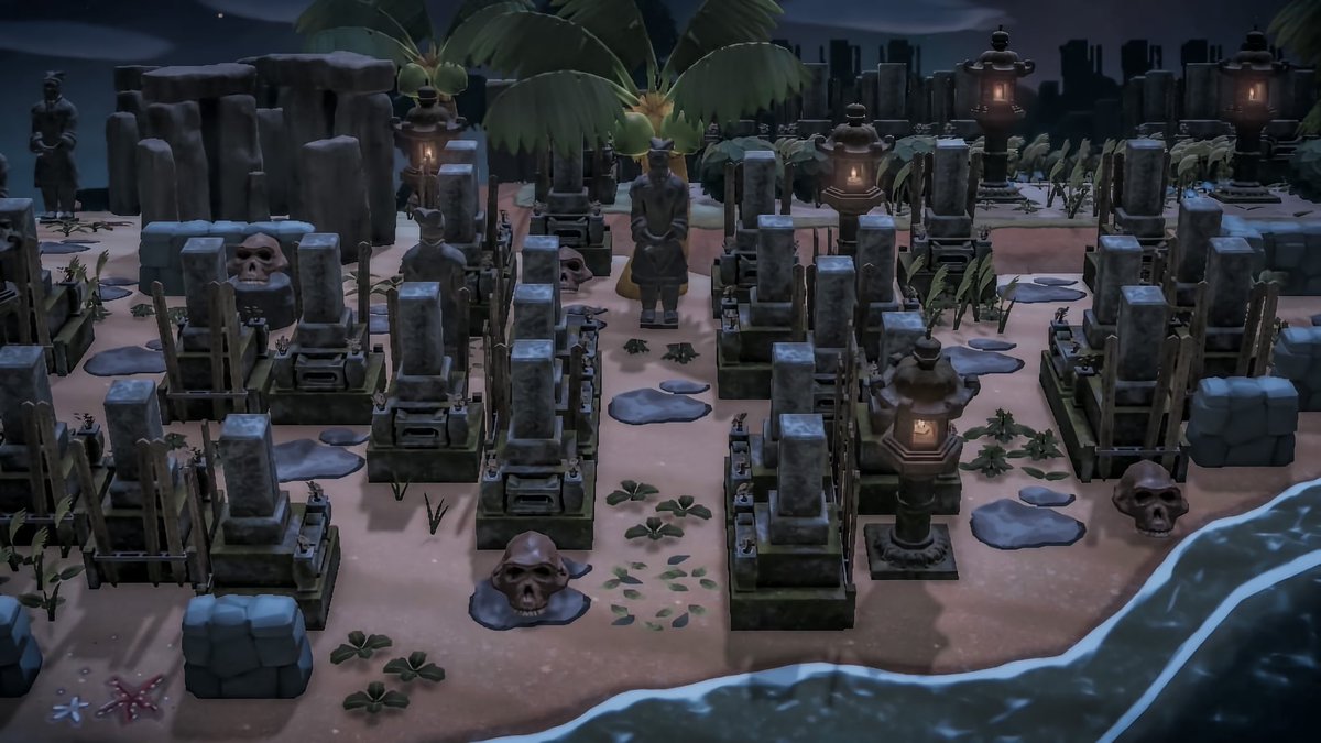 Extended my Minakami cemetery since I really really want a big cemetery on my island. 😈 #ACNH #ProjectZero #あつ森
