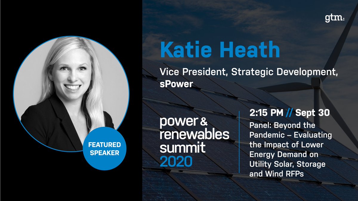 kth331's tweet image. Looking forward to joining industry colleagues at GTM’s virtual Power &amp;amp; Renewables Summit 2020 on Sep 30 at 2:15pm ET and discussing the impact of lower energy demand on utility solar. You can register for the livestream here: greentechmedia.com/events/live/po…”