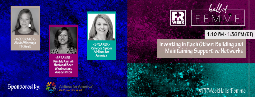 PRWeekUS's tweet photo. Join us for our second-panel on the importance of investing in one another early on and advice on building authentic connections! https://t.co/CWoxbGh4Ax #PRWeekHallofFemme https://t.co/HCoxZhAXOx