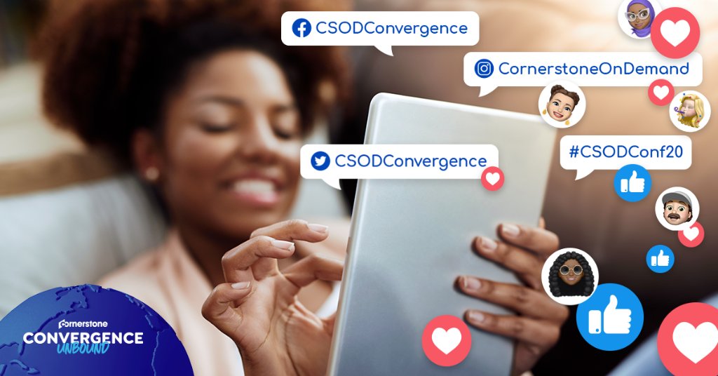 Attending Cornerstone Convergence? Join the conversation using #CSODConf20 to share your Convergence 2020 experience and for a chance to be featured on the social wall! Be sure to follow <a href="/CsodConvergence/">CSOD Convergence</a> for breaking news and conference updates. 🎉