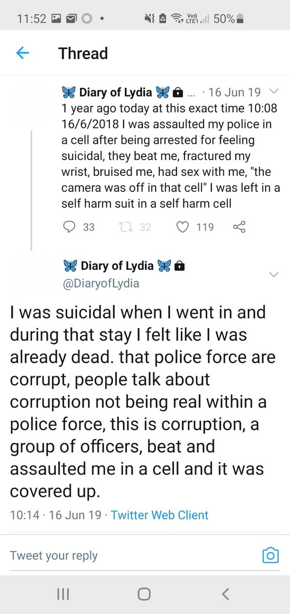 6. Lydia's story then V now TW rape6.1This is hard to read. But it's important to note the differences. This was posted a year ago. She states the cameras were off. It was covered up. Now, just over a year after this tweet, the case is over, all eleven suspended and convicted