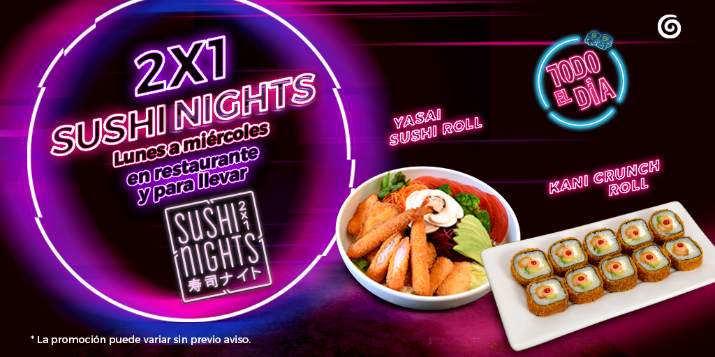 sushi roll 2x1 dias