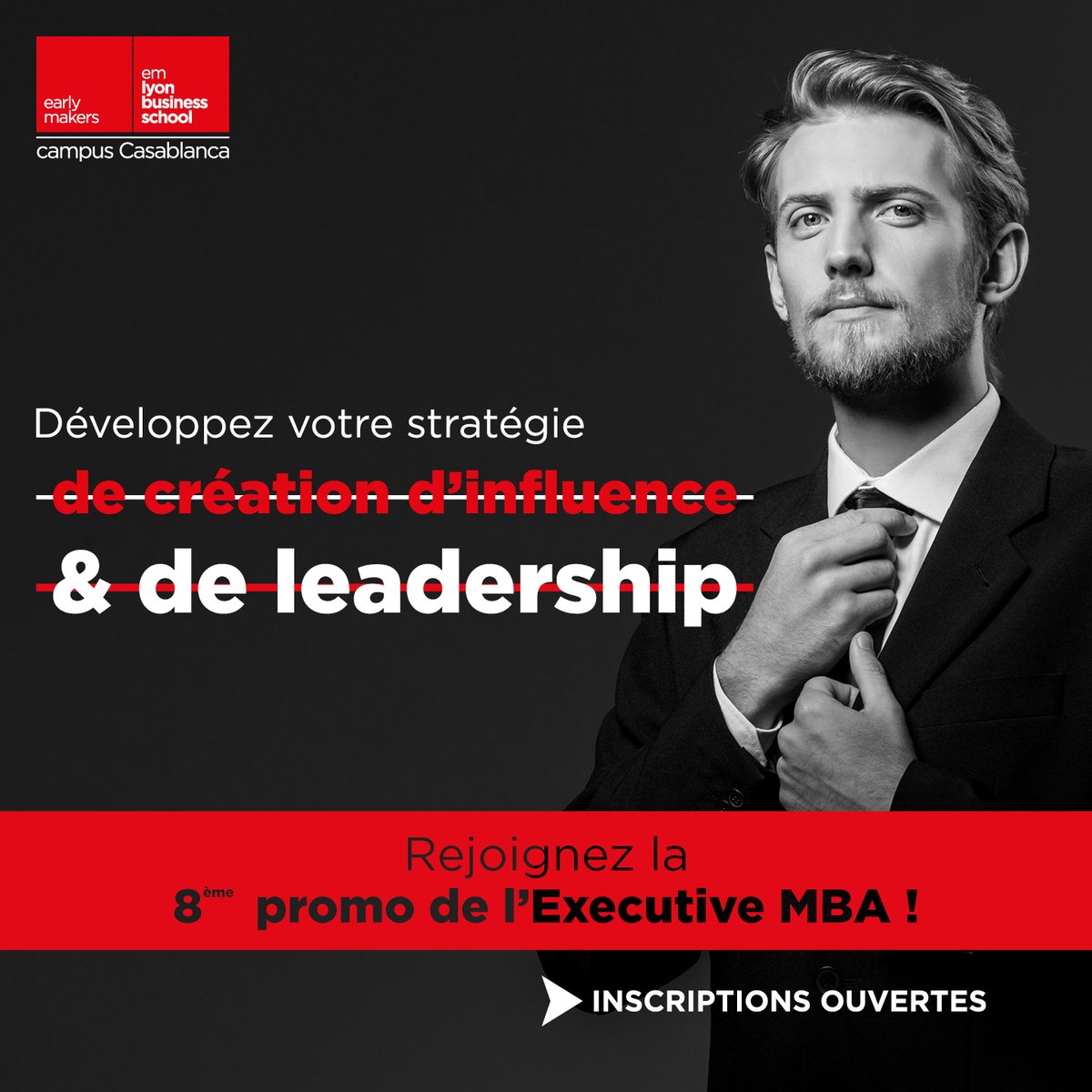 emlyon_casa's tweet photo. ➕ https://t.co/mSIANK1Jdl 
Il est encore temps de s'inscrire à notre Executive MBA ! Un accompagnement vers un changement significatif de posture, vers une vision plus globale et plus stratégique. 
🕒 Prochaine rentrée : janvier 2021 https://t.co/9nDqVIyU6k