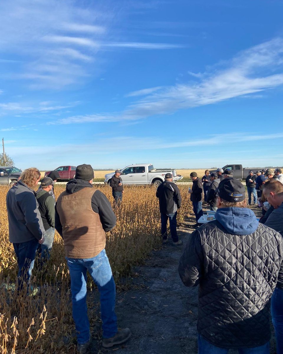 SevitaWest's tweet photo. Kyle Foster leading us through their soybean trail today.  Speak with Foster Ag Services about the SI 001XTN soybean and how it would fit in your operation. @FosterAgService @kylekfoster @Sevita_PROSeeds https://t.co/O5ODmKQrUA