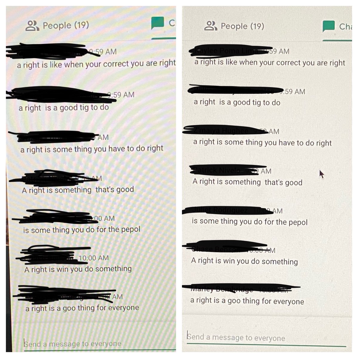 Happy Constitution Day! Students answering what they think a right is! #ConstitutionDay #secondgrade #History