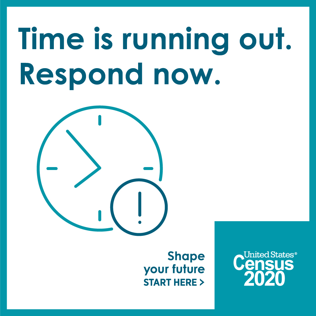Time is running out to complete your #2020Census. Please help your community by taking the time to fill it out today! To learn more please visit 2020census.gov