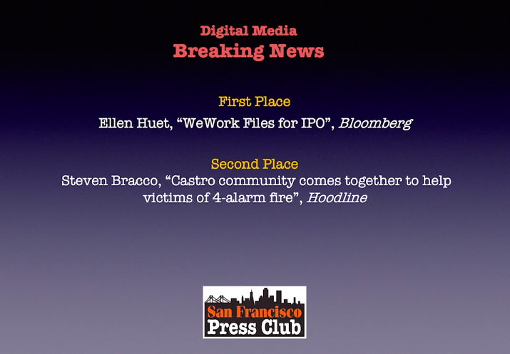 Hoodline's tweet image. The @Hoodline team has won four @SFPressClub awards! Congratulations to @editcatsf, @Braccs, @colazioneAroma and @alliepape on their prize-winning stories, and many thanks to the Press Club and our readers for their support.