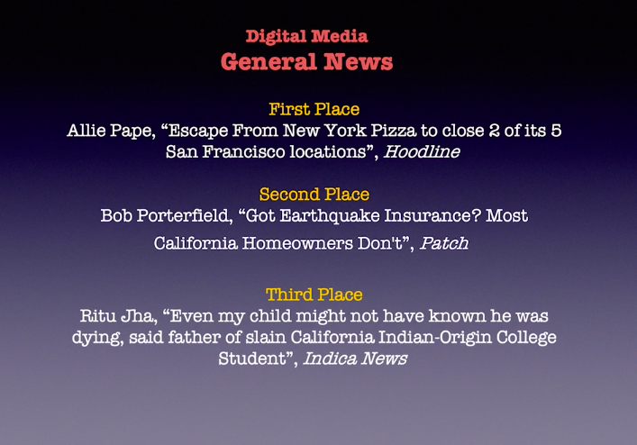 Hoodline's tweet image. The @Hoodline team has won four @SFPressClub awards! Congratulations to @editcatsf, @Braccs, @colazioneAroma and @alliepape on their prize-winning stories, and many thanks to the Press Club and our readers for their support.