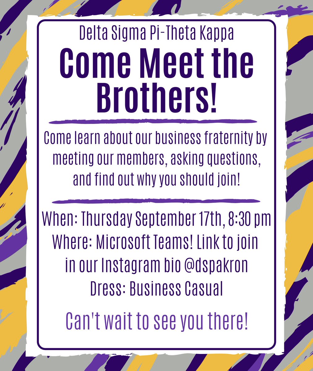 DeltaSigmaPi_UA's tweet photo. Don’t miss our event tonight to meet the brothers of our fraternity! Learn more about what we do and why you should join. Feel free to ask questions. Link to join the event will be in our bio! #dsp #deltasigmapi https://t.co/OoNwrMrPyU
