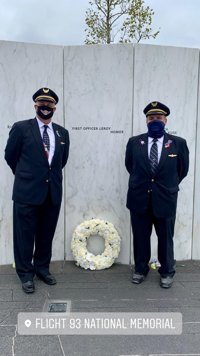 LeRoyHomerFdn's tweet photo. Joe &amp; Jill Biden honored LeRoy at the Flight 93 National Memorial on Sept 11 by laying a wreath at LeRoy's place on the memorial wall. In attendance were members from LeRoy's family along with flight crew from United and American. #neverforget #flight93memorial #joebiden #sept11 https://t.co/5BXokkQG4R