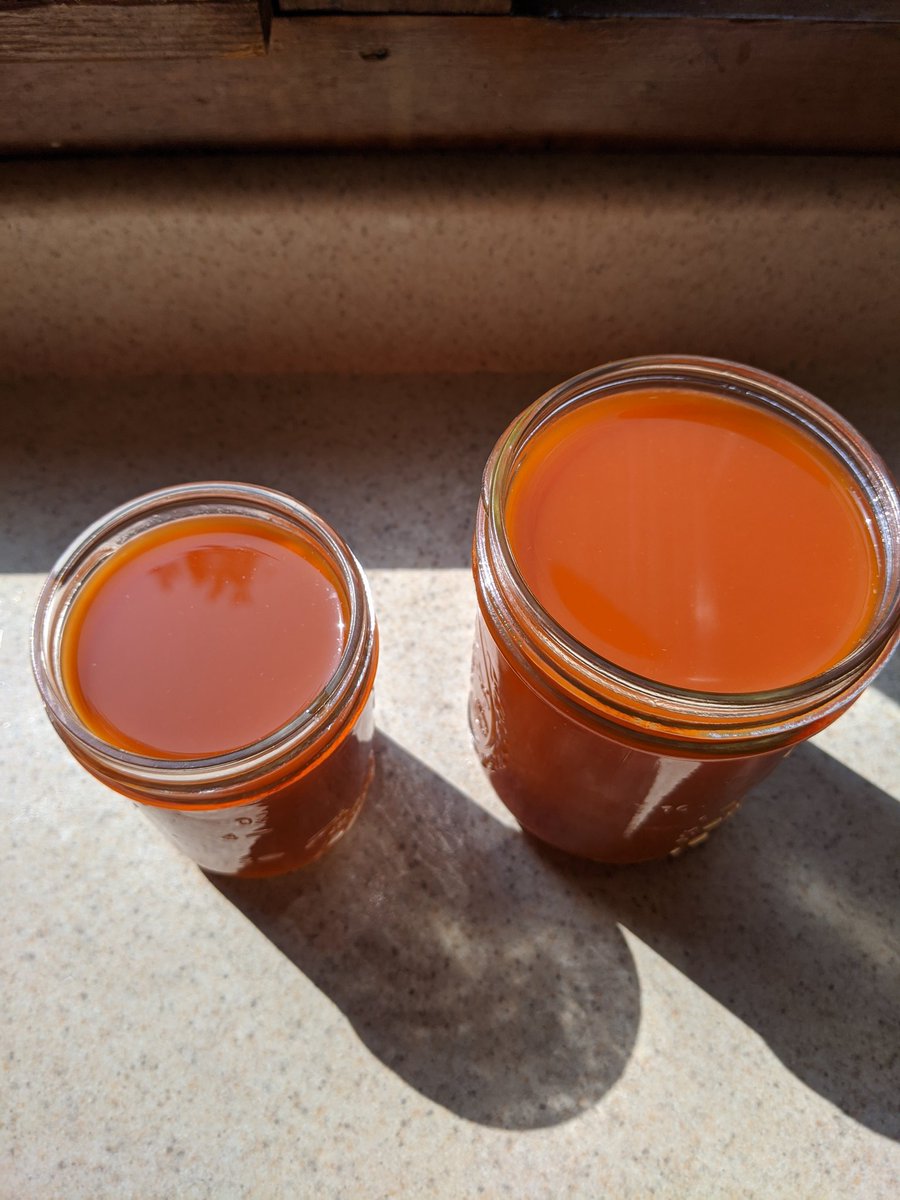 HOT sauce from fermented spicy peppers. Blended, strained, added vinegar.