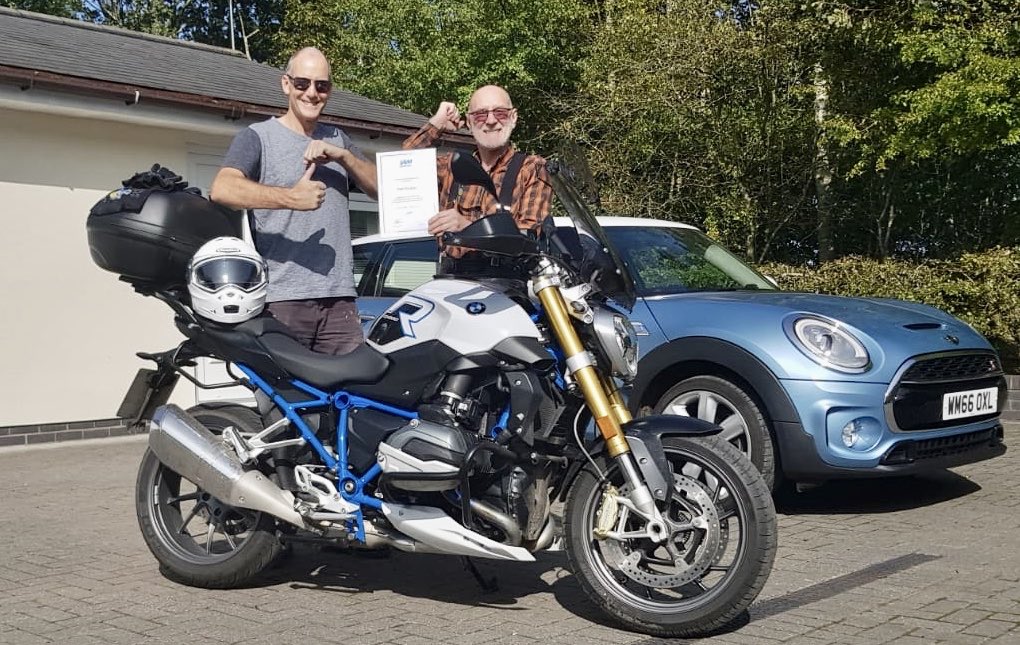 SeftonIAM's tweet photo. Alan Douglas being presented with his advanced rider certificate by observer &amp; outgoing chairman Andy Shotton. Well done! 👏@SeftonIAM @IAMRoadSmart https://t.co/gr90JzT2Ui