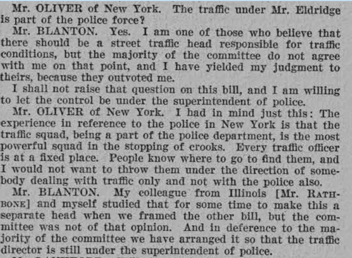 Interestingly, at this point, the traffic director (Eldridge) was subordinate to the superintendant of police: 18/n