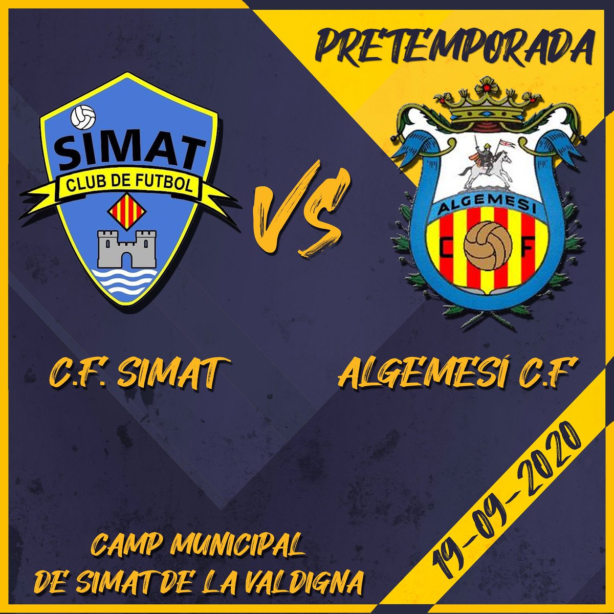 ‼️El pròxim dissabte, a les 18:30 i al Camp Municipal de Simat, es disputarà el tercer partit de pretemporada contra l'Algemesí C.F.! 💛💙⁣
⁣
#Pretemporada #Simat #SentimentGroguet #Partit
