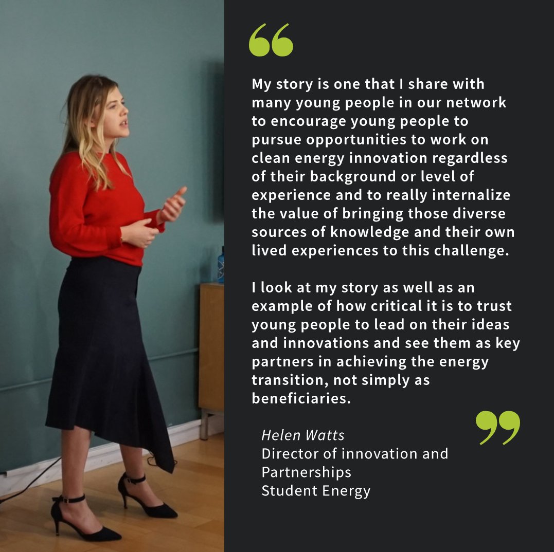 studentenergy's tweet photo. Our Director of Innovation and Partnerships @hellywatts spoke at Clean Energy Ministerial 11 and @MICleanEnergyRD 5 today on her path to energy &amp; the importance of young people as key partners in the energy transition! Watch or read the full address here: https://t.co/C3ZBAkEY1J https://t.co/Rli6TFS6lc