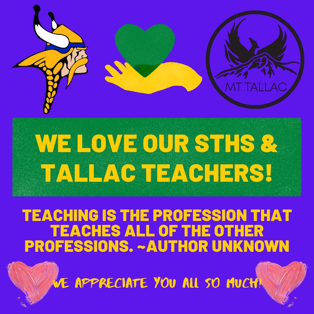 Our teachers are so amazing! We love and appreciate you all SO much! Please share and retweet far and wide 💙💛💜🖤 #sthsvikings #mttallac #teacherlove #ltusd <a href="/SouthTahoeHS/">STHS</a> <a href="/STHS_LEADERSHIP/">STHS ASB/Leadership</a> <a href="/STHSPrincipal/">PrincipalSosa</a> <a href="/ltusdedu/">LTUSD</a>