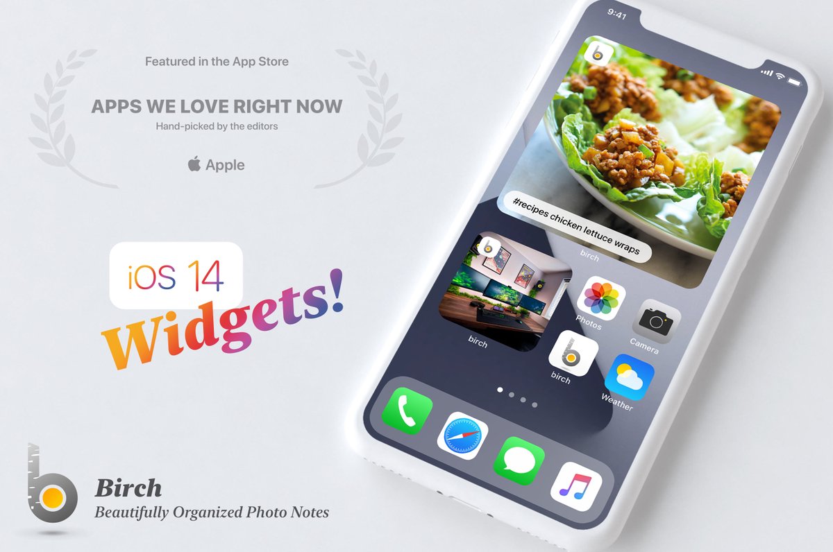 TheBirchApp's tweet photo. Birch iOS 14 Widgets are here! Pin select photos &amp; photo notes, right on your home screen. Download Birch now, free on the App Store! https://t.co/5bNDuyBBo9 
#iOS14 #widgets #iOS #Apple #Productivity #PHOTOS #organization #notes https://t.co/OIBv5QZnNu