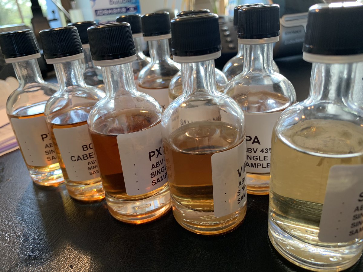 HydeWhiskey's tweet photo. I love whiskey cask sampling day....Each one with a very unique cask influence. It’s a dirty job but someone has to do it! Trying to decide which innovative cask finish to launch next.... #itsallaboutthewood #caskmanagement #caskfinish #irishwhiskey https://t.co/a761A2D1Yl