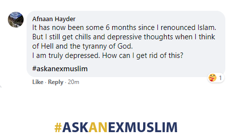 ExmuslimsOrg's tweet photo. How do you get over the indoctrinated fear of hell? #AskAnExMuslim #AskAnAtheist https://t.co/D3T5i4N8FG