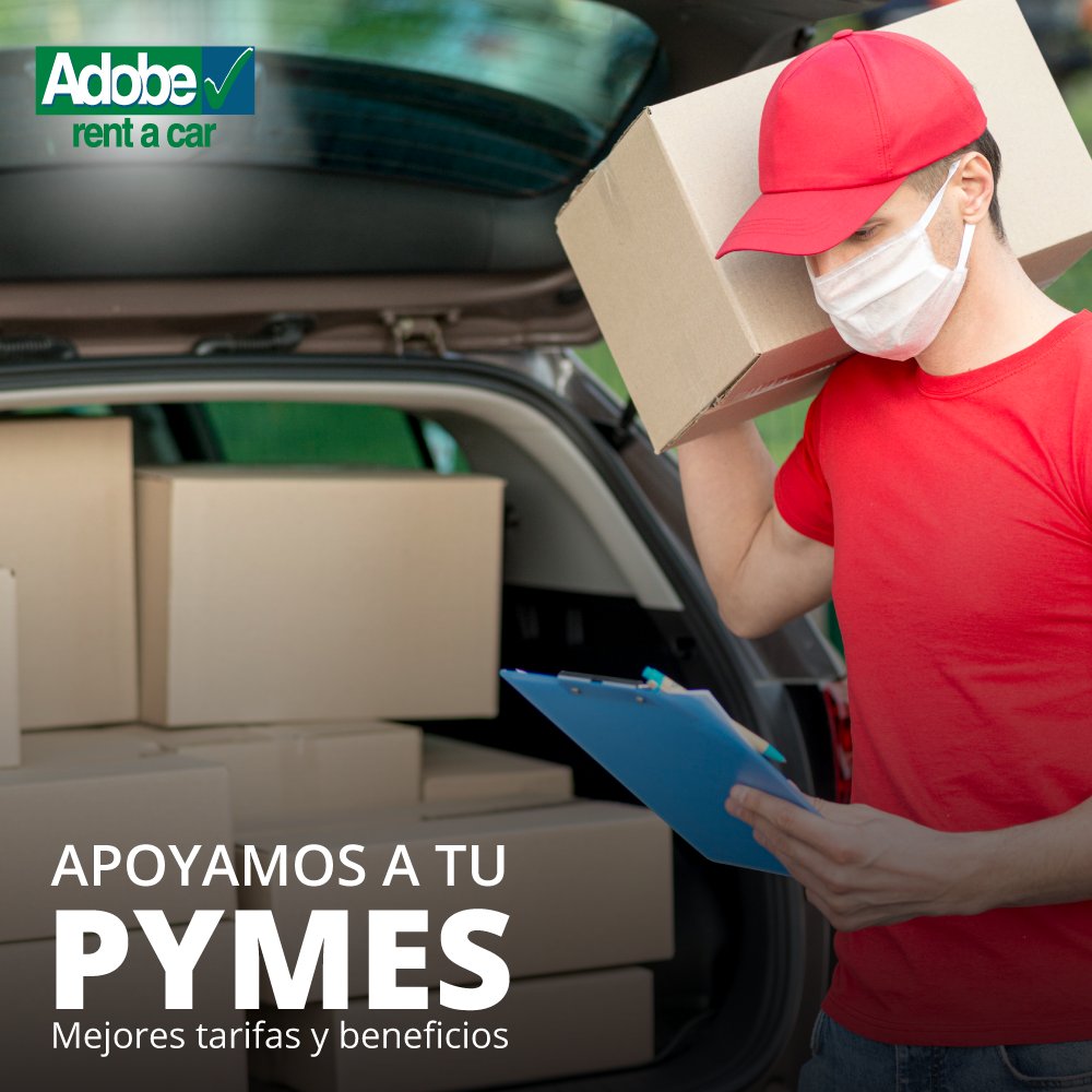 En Adobe Rent a Car manejamos tarifas especiales para que tu emprendimiento pueda acceder a mejores tarifas y beneficios adicionales, tan esenciales en tiempos donde las entregas a domicilio y el transporte seguro se hacen indispensables.

Contactanos para más información.