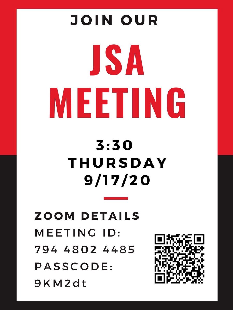 Our next JSA meeting is today!!! Join us 💕
