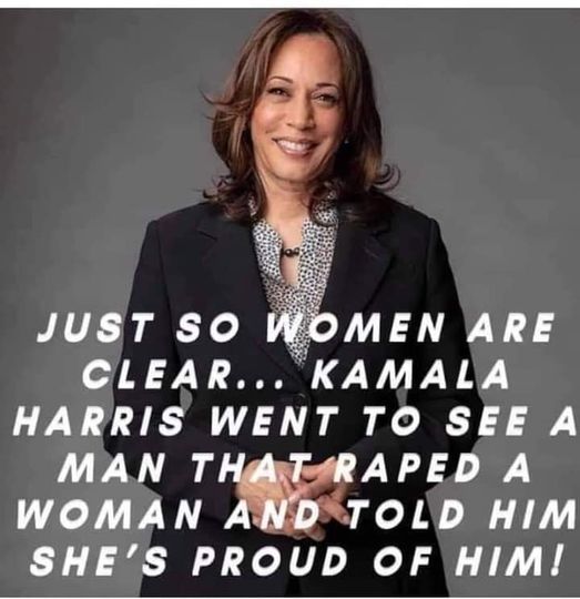 Just so women are clear.  Kamala Harris went to see a man who raped a woman and told him that she is proud of him.

Y'all keep tweeting #TrumpIsALoser, need to look in mirror hypocrites 

#WomensSafetyMatters
#JacobBlake 

#BLM #antifa work for #JoeBiden

#MAGA2020