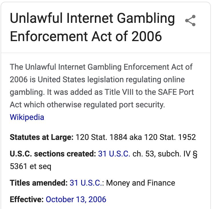 Is it coincidence that Satoshi's work aligns with passing of the Unlawful Internet Gambling Enforcement Act?- Oct 2006: UIGEA~ 2007: Satoshi begins working on Bitcoin~ 2008: Early code has poker game framework- Oct 10 2008: Lasseters closes- Oct 31 2008: Bitcoin