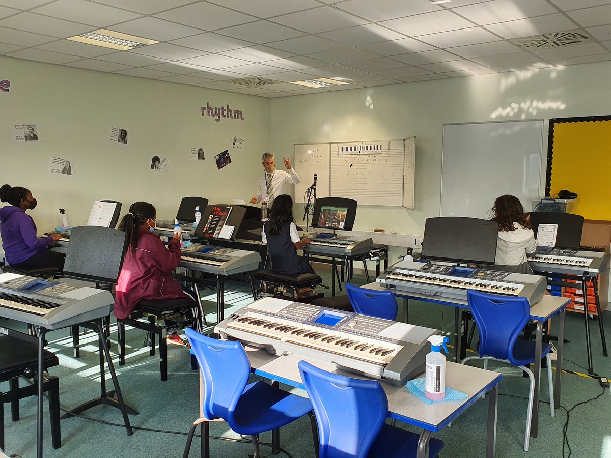 YamahaWH's tweet image. A busy keyboard class with Mr Daggett this evening - you all played beautifully!! #welldone #keyboard #keyboardlesson #teachinginapandemic #ThursdayThoughts