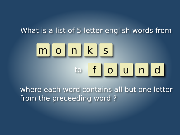 blanagram's tweet photo. Find the series of 5-letter blanagrams from "monks" to "found".
Solve many other levels in Blanagram for Android!
https://t.co/ZtCPhKclP1

RT to get the solution

 #quizz #puzzle #app https://t.co/5SYvAFSvr1