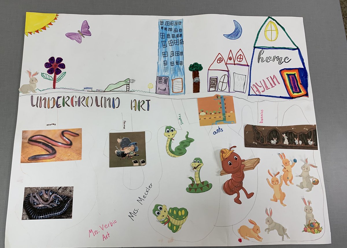 Remote learner, Aylin, went up&amp;beyond with this 22x28 mixed-media creation for her latest Art assignment 🎨 💕
