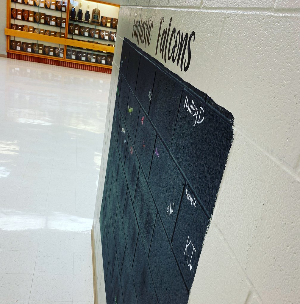 GCMSUnit5's tweet photo. Newest addition to the Middle School hallway- anyone who earns a Fantastic Falcon gets to sign the chalk wall! #gcmsms https://t.co/ePqQsZZdXf