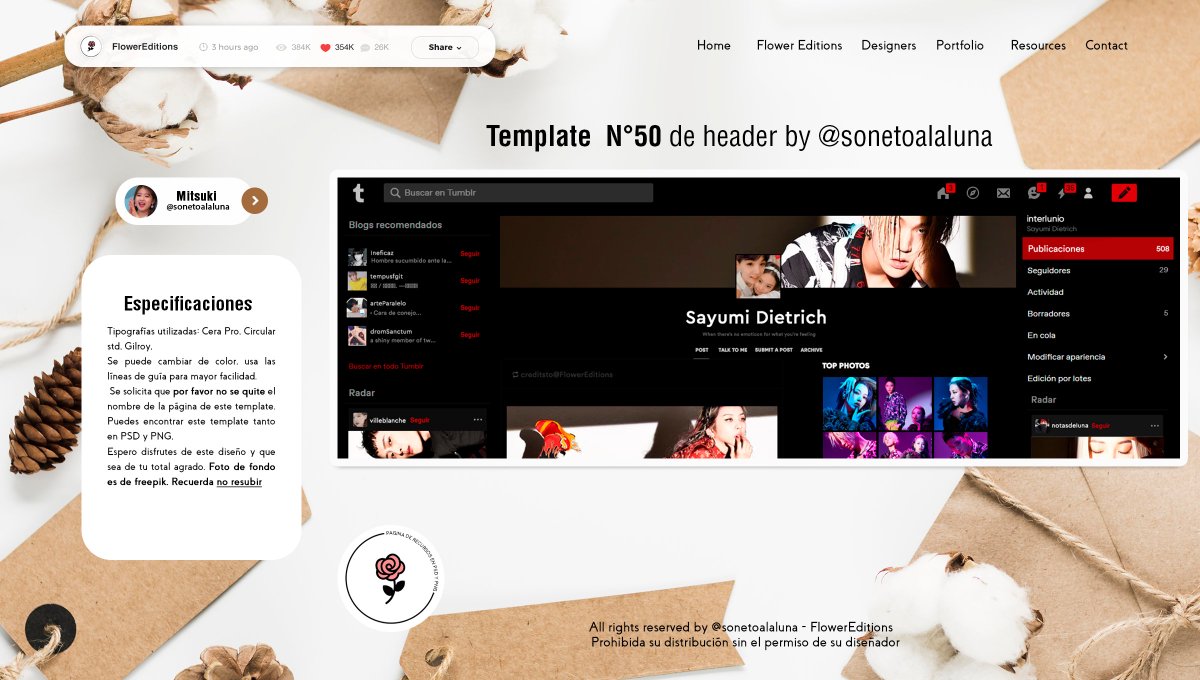 ›   Template N° 50 de Header © @sonetoalaluna

    Fonts: Cera Pro, Gilroy y circular std
⠀⠀𝙉𝙊 𝙗𝙤𝙧𝙧𝙖𝙧 𝙢𝙖𝙧𝙘𝙖 𝙮 𝙉𝙊 𝙧𝙚𝙨𝙪𝙗𝙞𝙧.

PSD &amp; PNG:  bit.ly/3hAz6dS
Si te gusta o descargas recuerda dejar un MG o un RT.